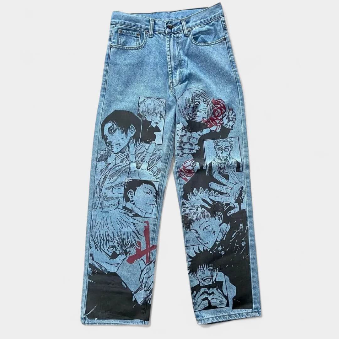 CALÇA JEANS DESENHO A MÃO JJK