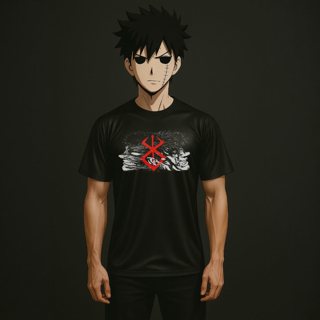 CAMISETA ANIME FIT™️ BERSERK GUTS CONFUSÃO