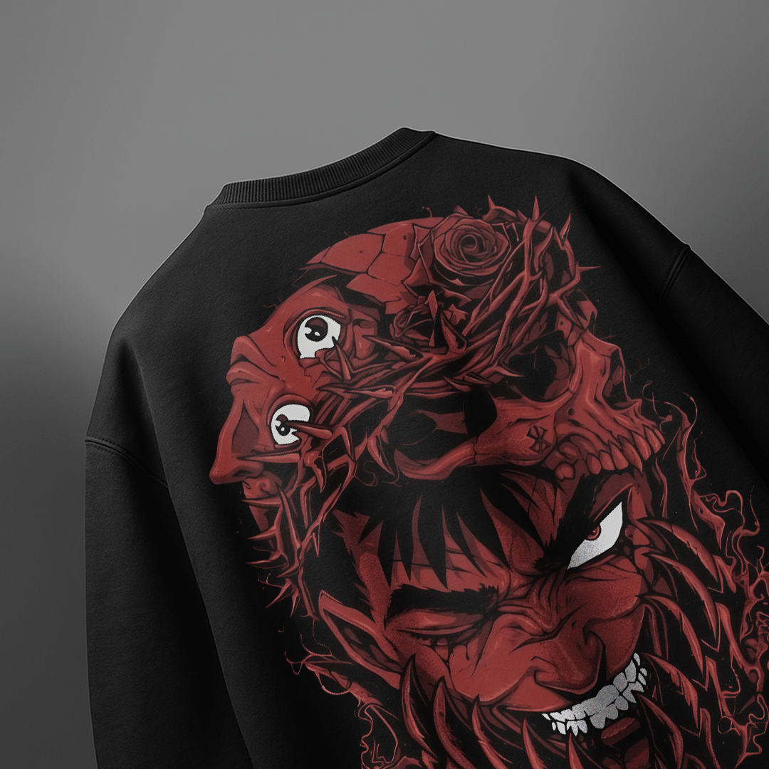 CAMISETA OVERSIZED PREMIUM BERSERK GUTS SKULL