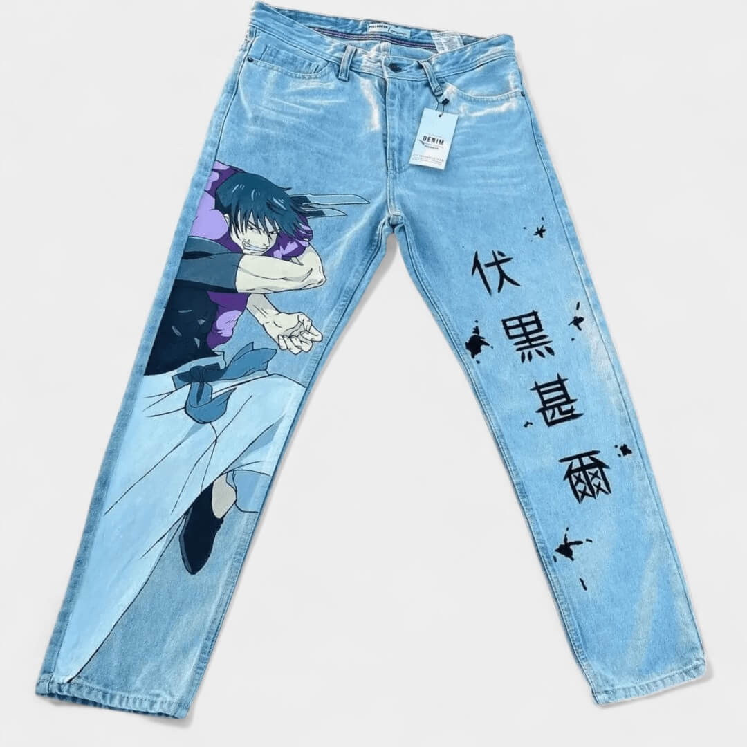 CALÇA JEANS DESENHO A MÃO TOJI