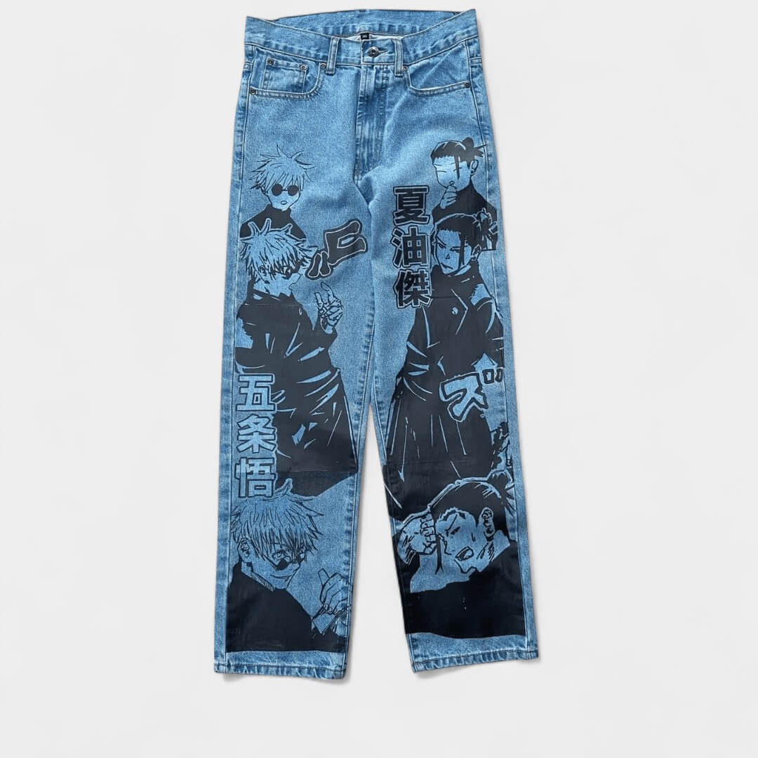 CALÇA JEANS DESENHO A MÃO DUPLA INSANA JUJUTSU KAISEN