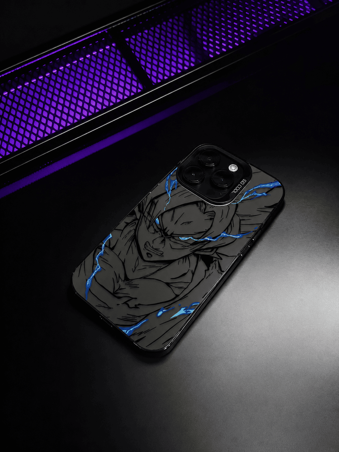 CAPINHA DE IPHONE DRAGON BALL RAIOS AZUIS