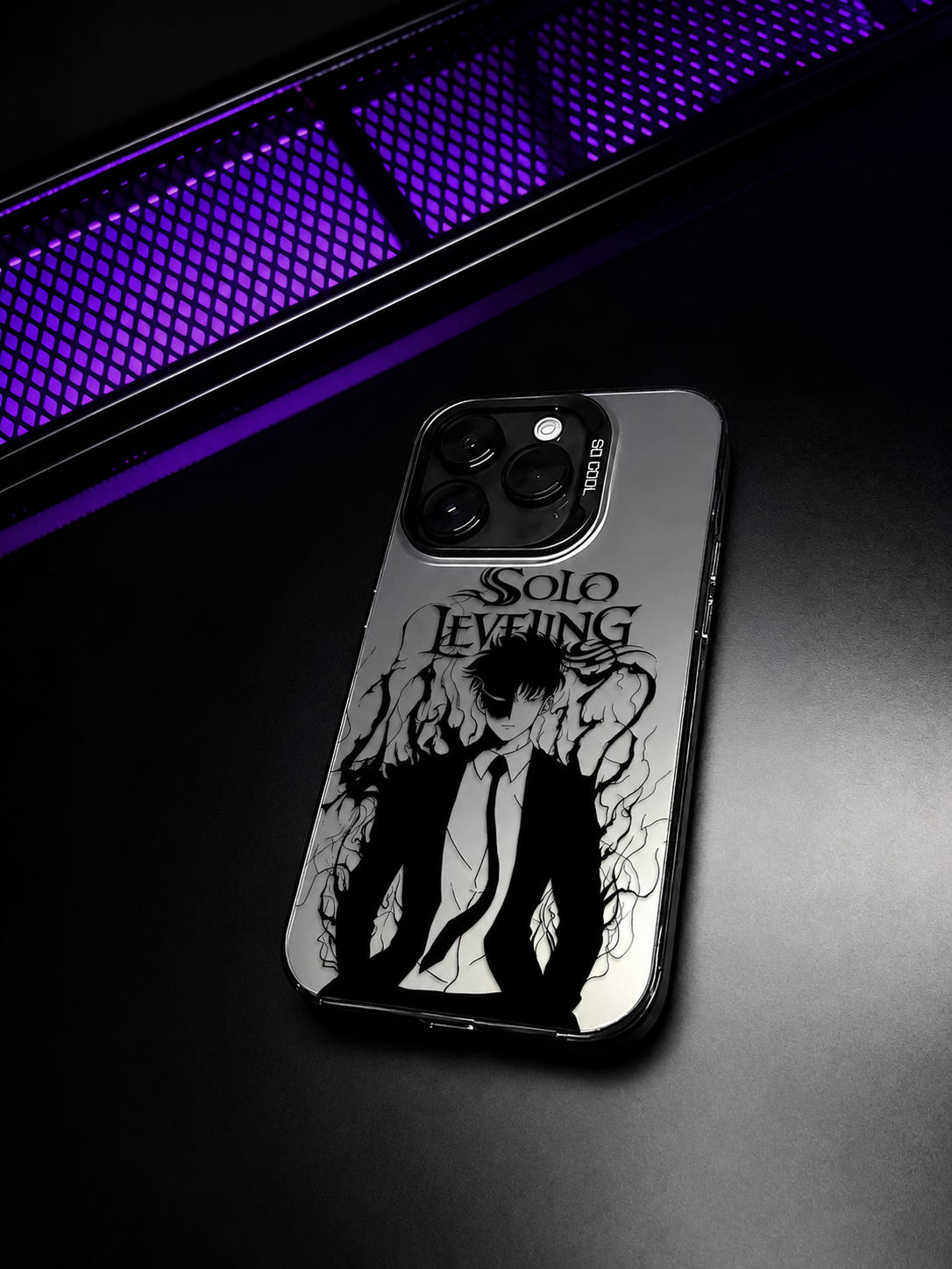 CAPINHA DE IPHONE SUNG TREVAS SOLO LEVELING METALIZADO