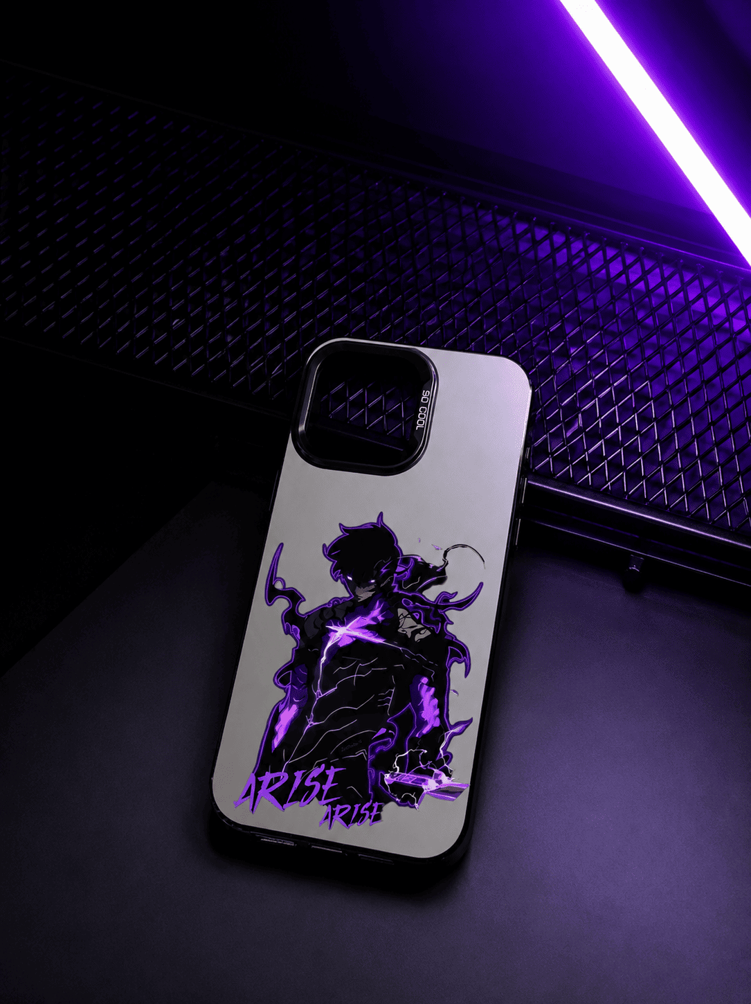 CAPINHA DE IPHONE SOLO LEVELING SUNG JIN-WOO METALIZADO