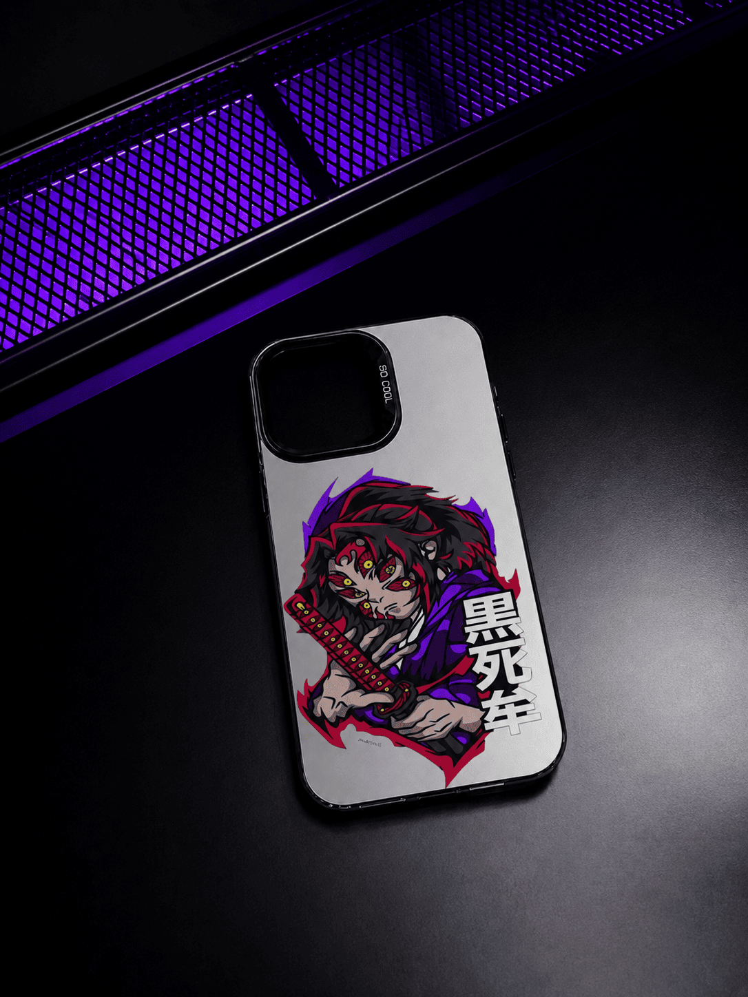 CAPINHA DE IPHONE DEMON SLAYER KOKUSHIBO METALIZADO