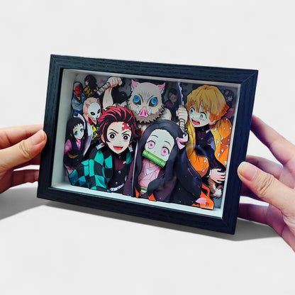 QUADRO DE VIDRO 3D DE DEMON SLAYER