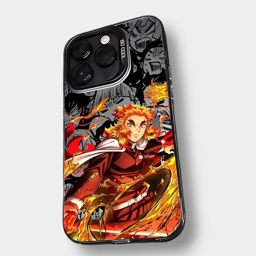 CAPINHA DE IPHONE KYOJURO  CHAMAS DEMON SLAYER  METALIZADO