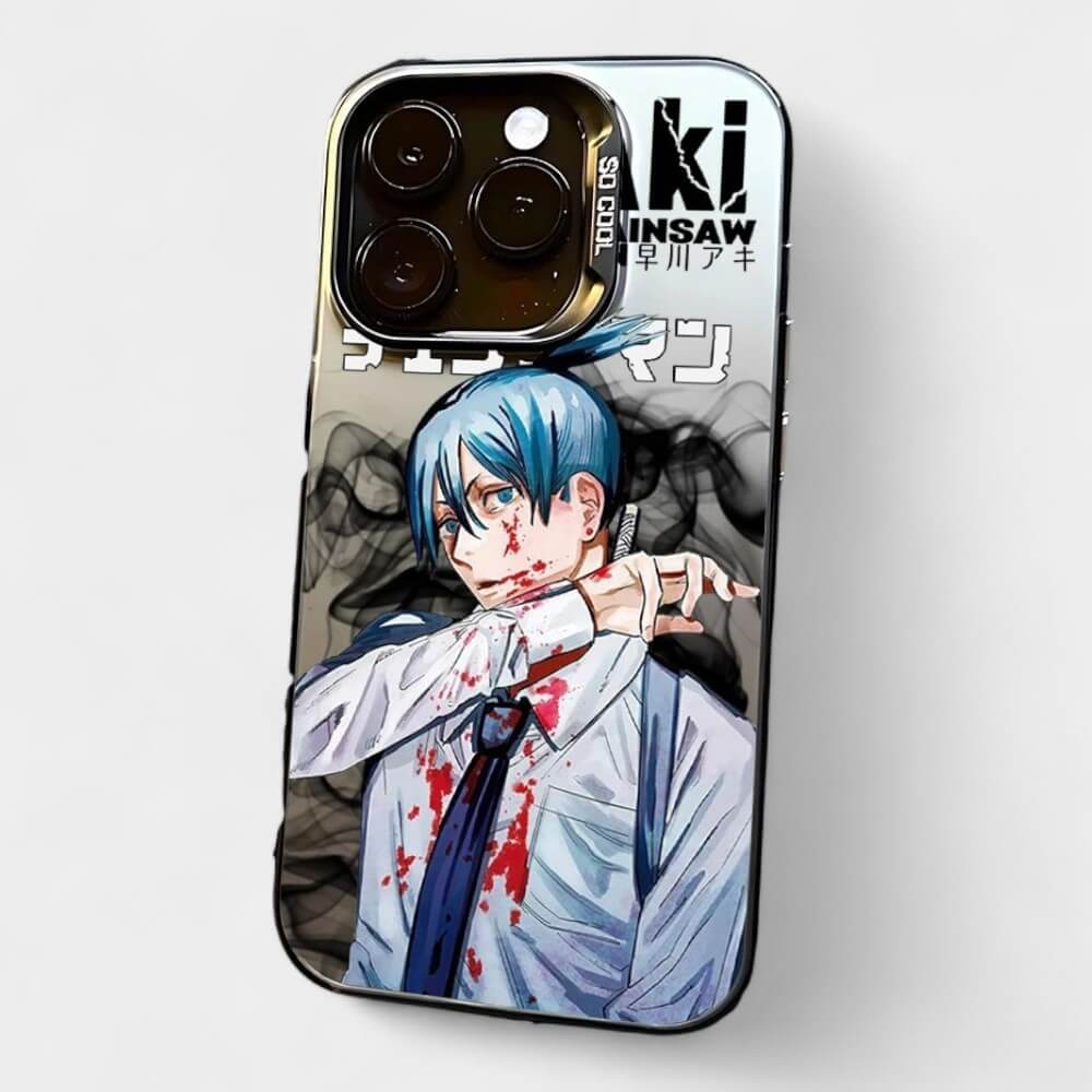 CAPINHA DE IPHONE AKI CHAINSAW MAN METALIZADO
