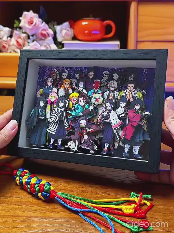 QUADRO DE VIDRO 3D DE DEMON SLAYER